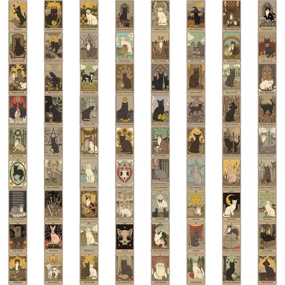 Lot De 78 Autocollants Tarot Astrologie - Vinyle, 7-10 Cm, Pour Bouteille, Skate, Valise, PC