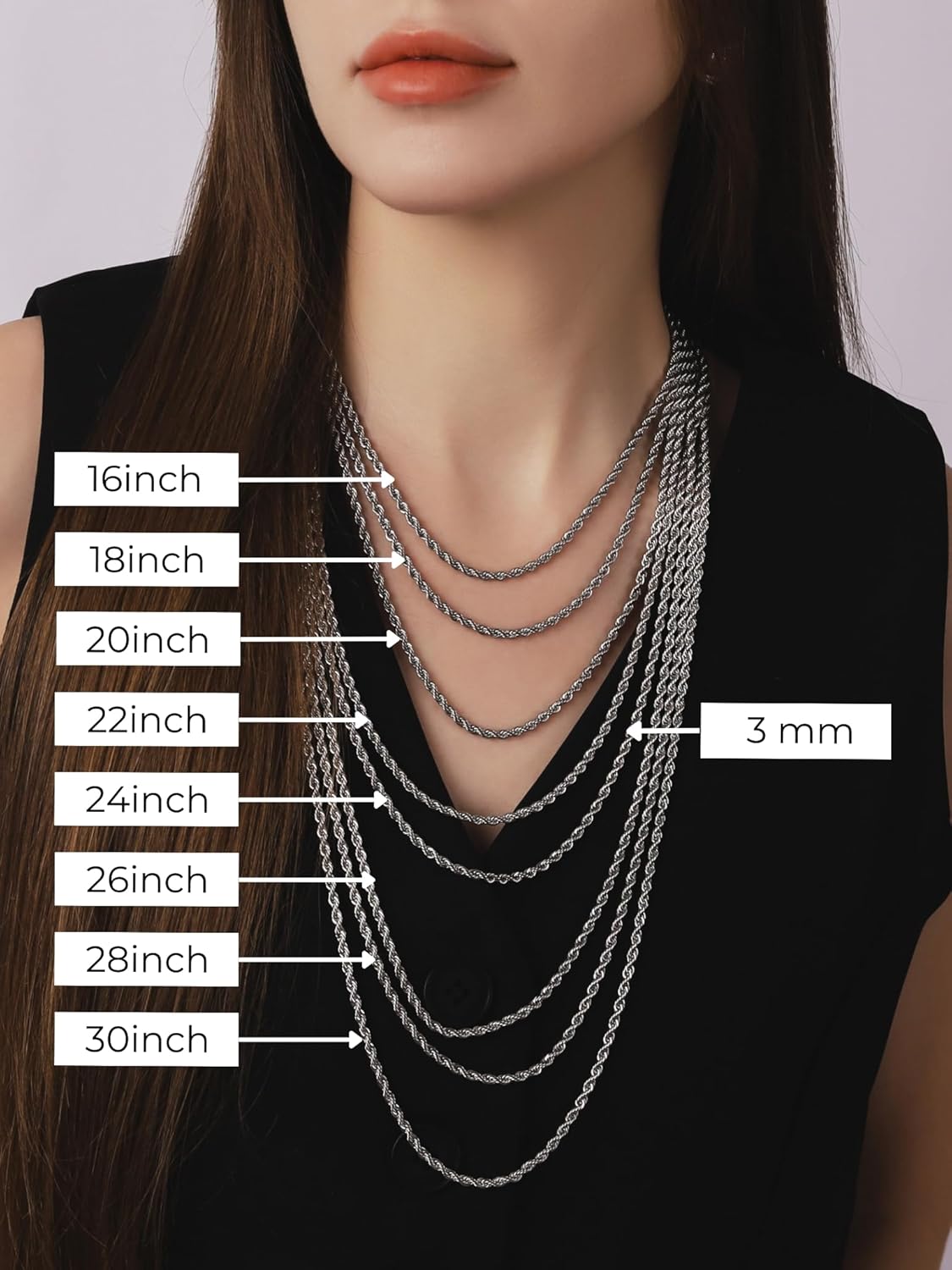 HAQUIL Stainless Steel Rope Chain Twist Chain Necklace, Jewelry Gift for Men and Women 16/18/20/22/24/26/28/30" 2/2,5/3/4/5mm - Image 5