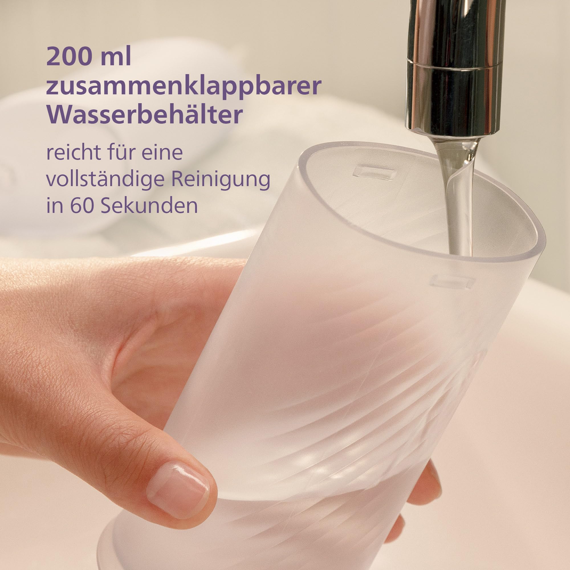Philips Sonicare Compact Flosser 1000, tragbare Munddusche mit 3 Reinigungsprogrammen, IPX7 wasserdicht, reisefreundlich, Lila, Modell HX3333/23