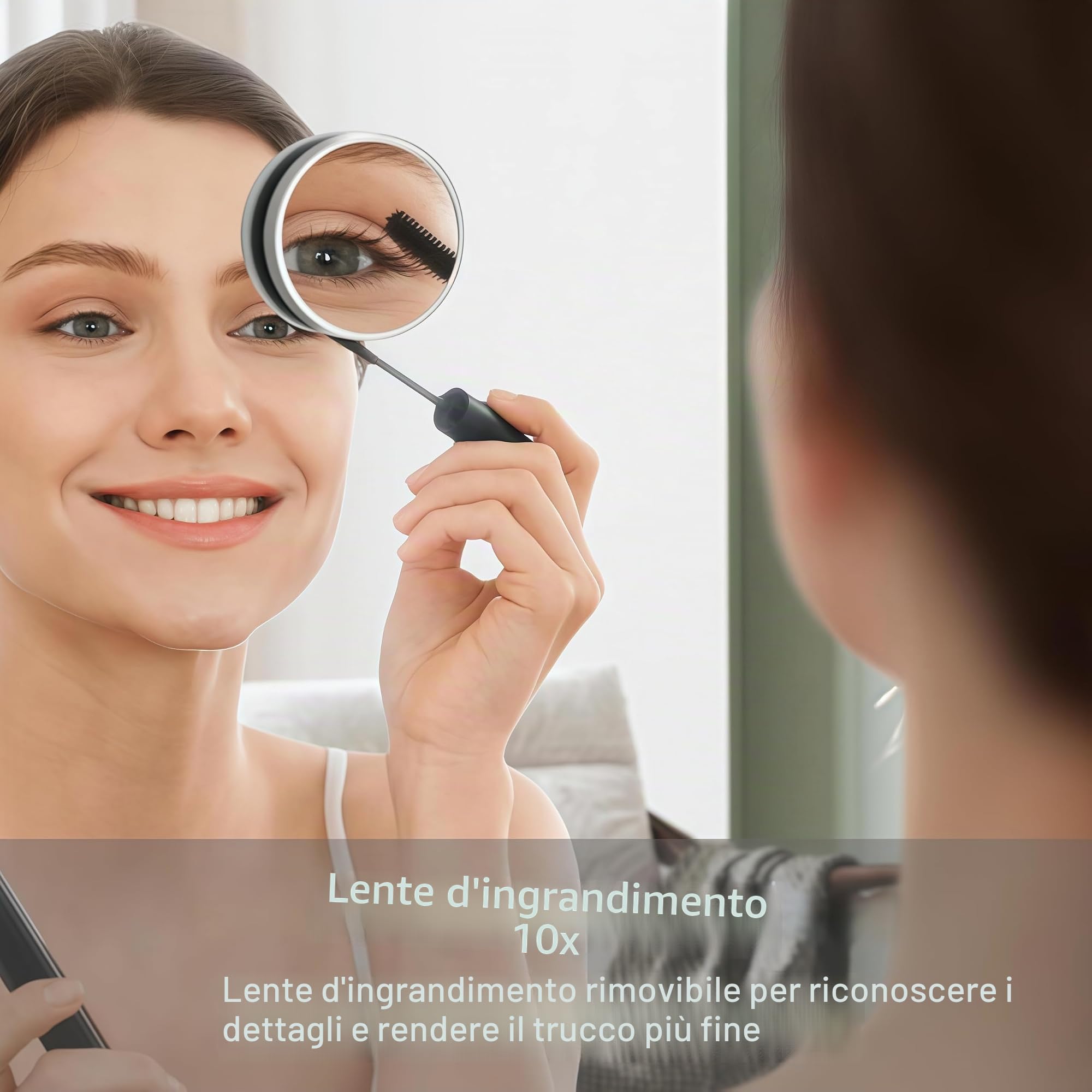 Clevich Hollywood Specchio Trucco con Luci,50 x 40 cm Specchio con 15 Luci LED, 3 modalità Luce e controllo touch, porta USB, Specchi da parete o da tavolo (bianco)