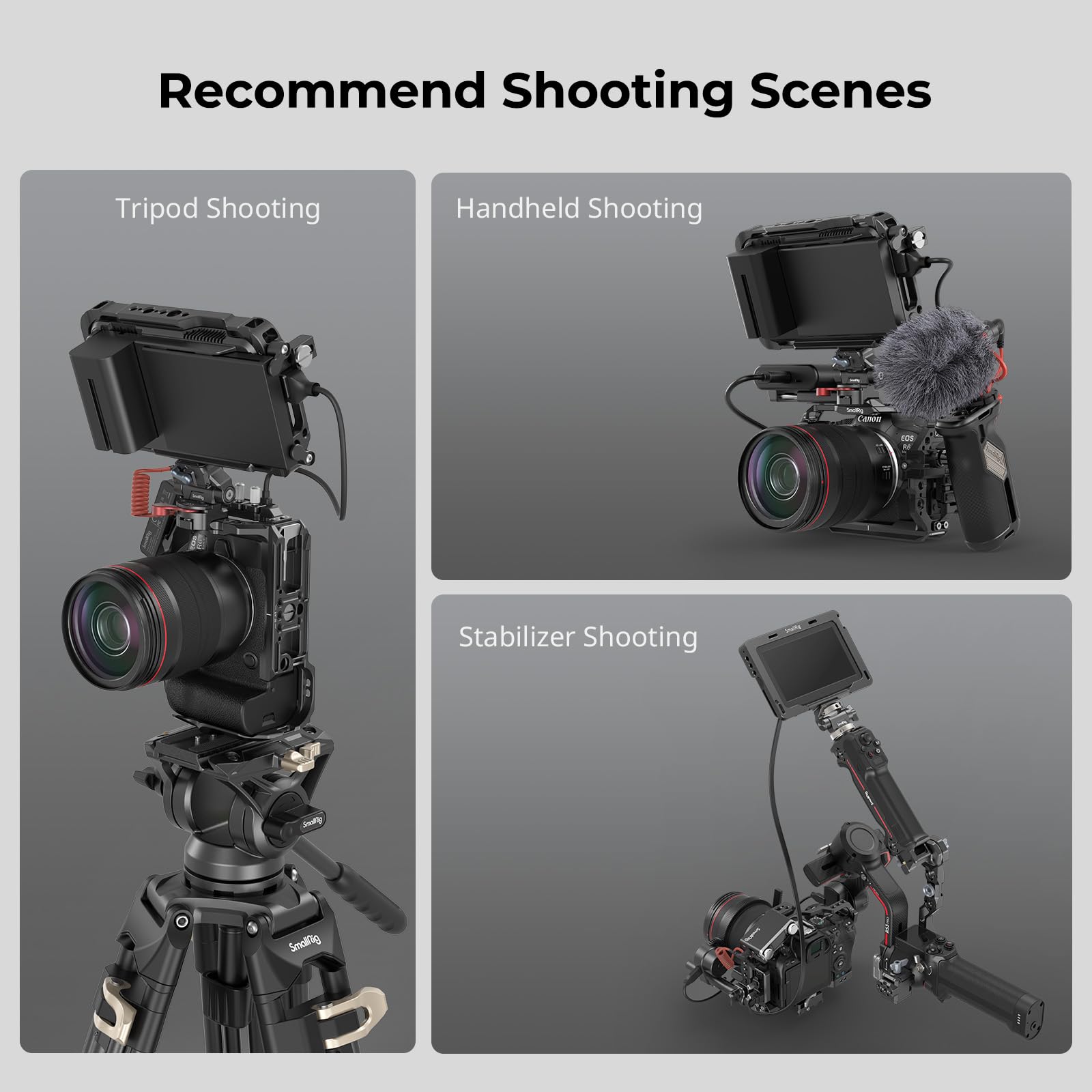 SMALLRIG Cage per Canon R6 Mark II, con Rail NATO Doppi Incorporati e Piastra a Sgancio Rapido per Arca - 4159B