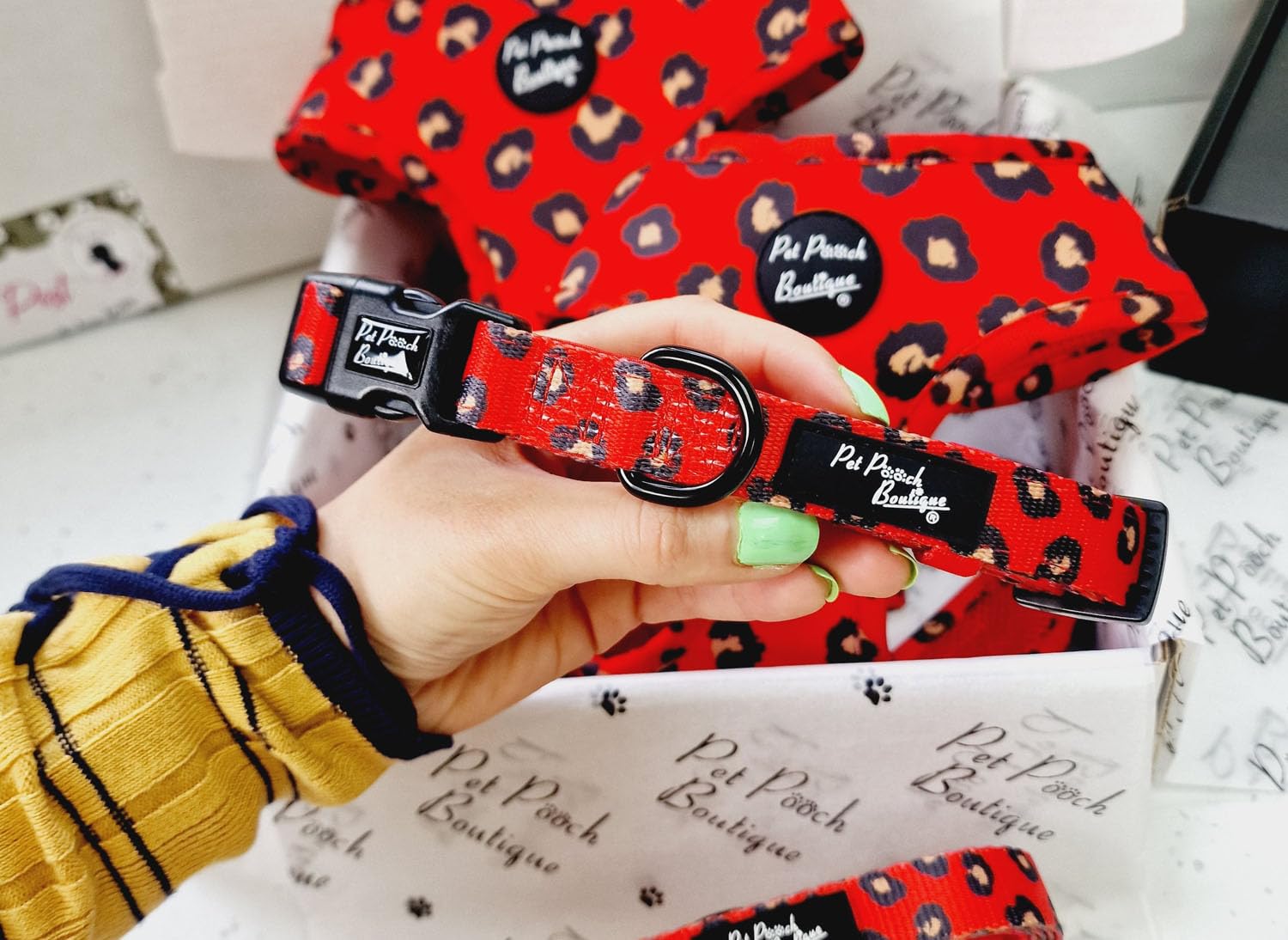 Red Leopard Dog Collar XS
