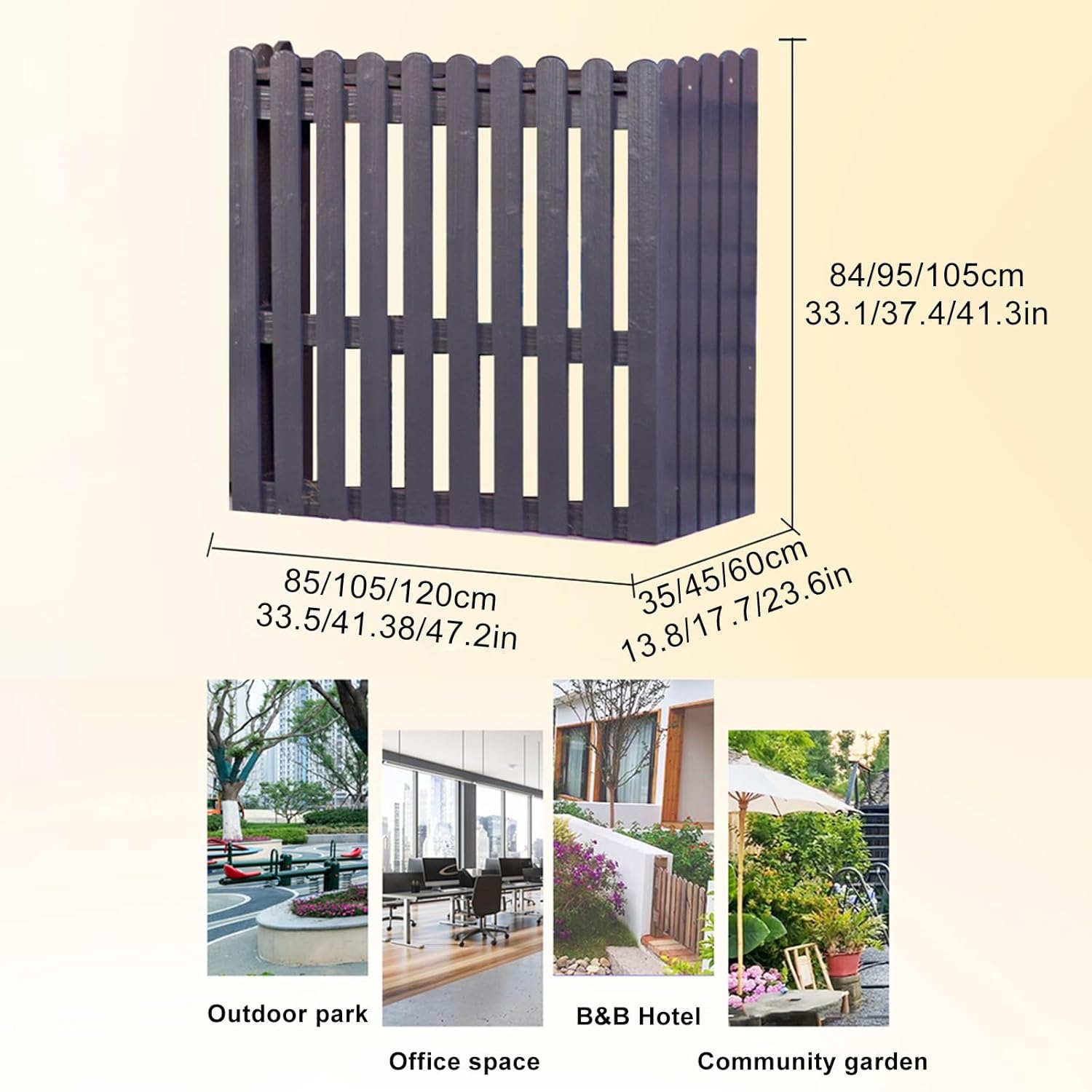 Wood Air Conditioner Fence Flower Rack Shutters Air Conditioner Outdoor Unit Flower Stand Solid Wood Air Conditioner Flower Stand for Winter And Summer Garden Patio Lawn. ( Color : Brown , Size : 115x