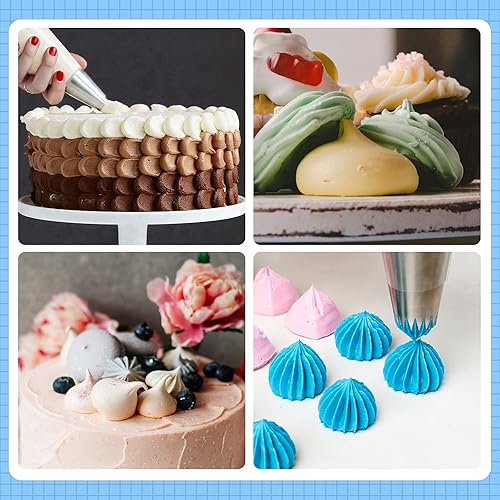 Miniatura 5 de Kasmoire Kit de decoración de pasteles de 8 piezas con 10 bolsas de tuberías desechables para principiantes