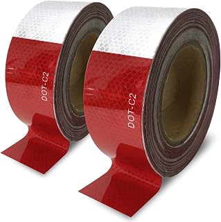 Trailer Reflective Tape Outdoor DOT C2 Reflector Tape 2 inch x 200 feet Waterproof White Silver Red Reflective Tape for Cars Trailers Trucks 200 FT High Visibility Contrast Duct Safety Sticker Strips