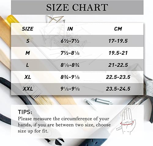 Vista 14 de HANDLANDY - Guantes de trabajo para hombres y mujeres, guantes de trabajo de mecánico utilitario para pantalla táctil, guantes de trabajo flexibles