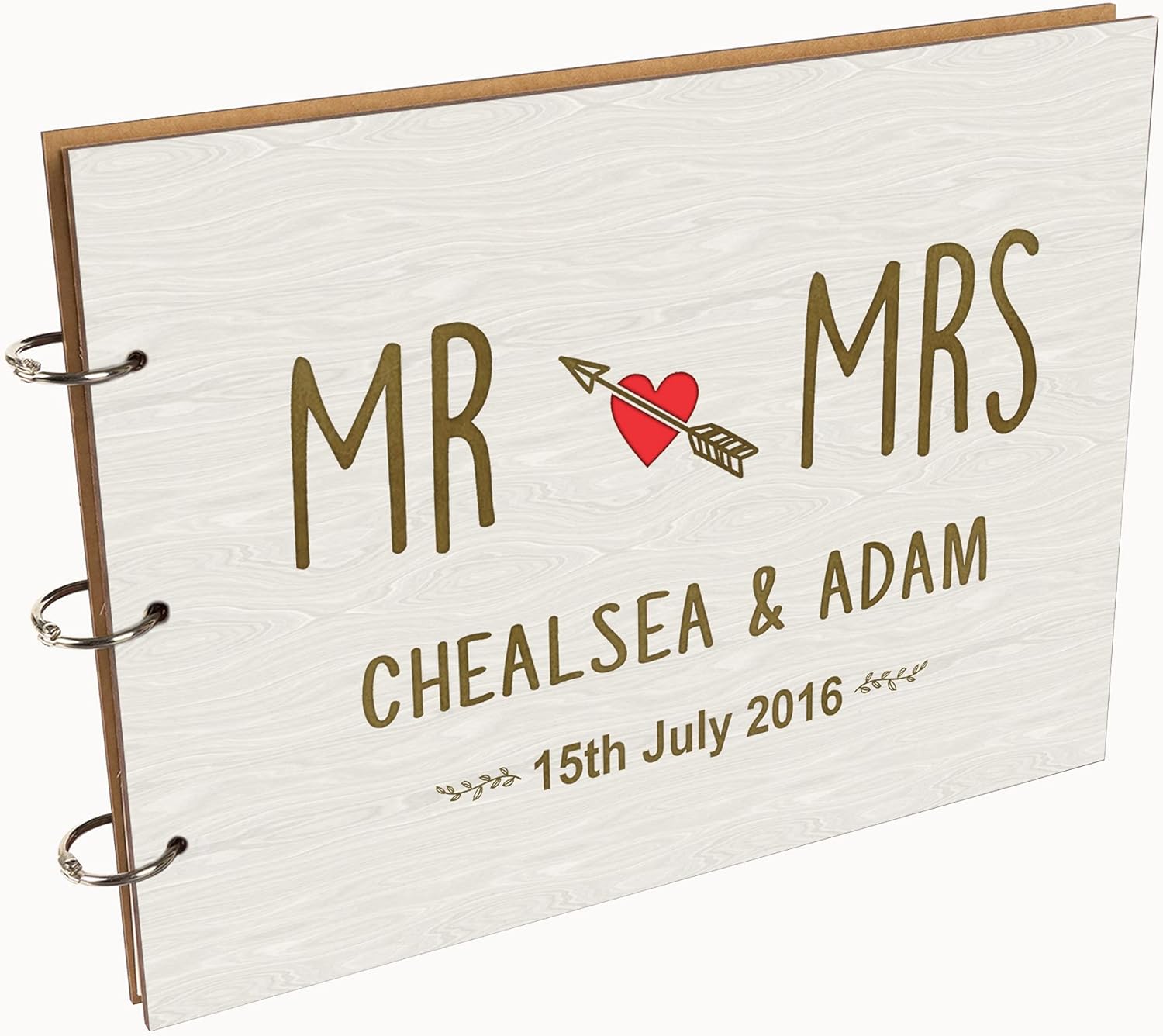 Darling Souvenir Personalized Engraved Laser Cut Wedding Guest Book Wooden Cover Sign-in Book Registry Guestbook Scrapbook-D7