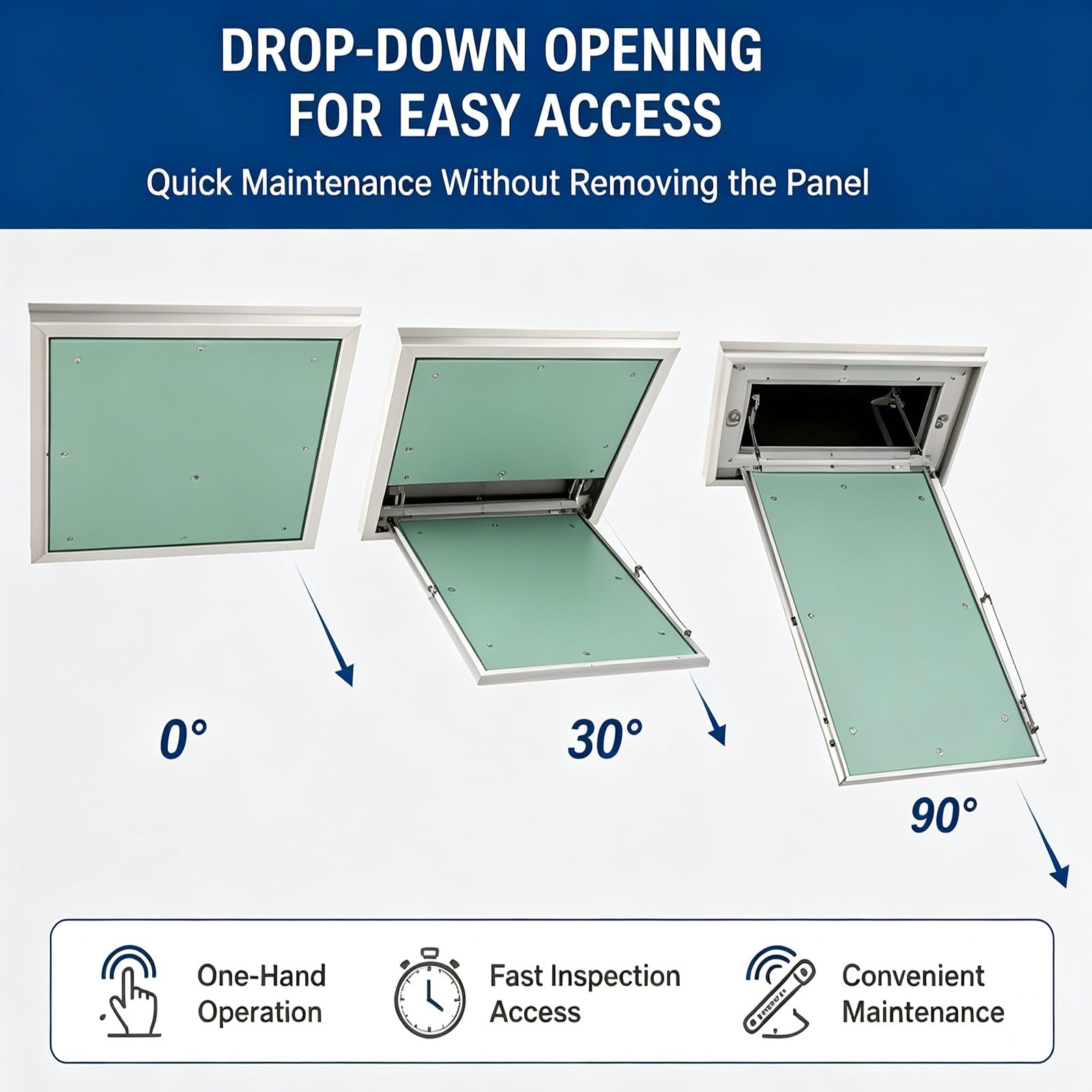 Trampilla Pladur de aluminio con placa de yeso hidrófuga Panel de acceso para pared y techo, ideal para fontanería y climatización(20x20cm/8x8in)