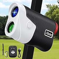 Roykaw Telêmetro de golfe com inclinação, telêmetro a laser de 1200 jardas para golfe/caça, telêmetro legal de torneio de ampliação 7x com bateria recarregável, suporte magnético, vibração de bloqueio
