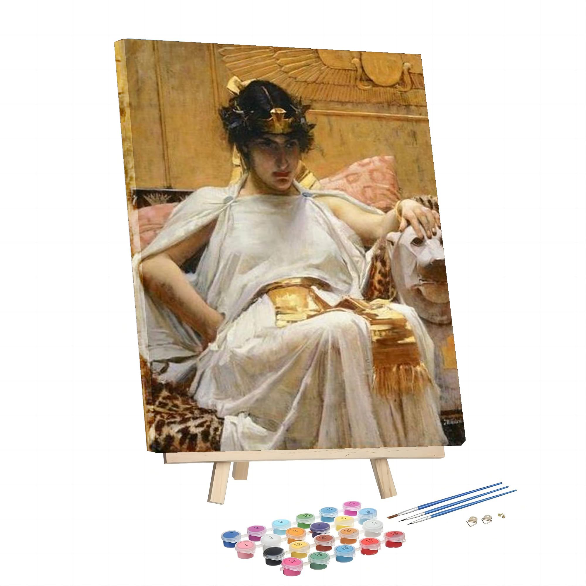 DIY Painting by Numbers for Adults,Cleopatra Painting by Painting by John William Waterhouse Paint by Numbers for Adults Beginner, DIY Painting by Numbers Framed and Easel