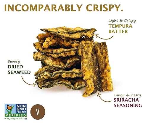 Miniatura 4 de Woodridge Snacks  Chips de algas Tempura  Sabor Sriracha  Paquete de 6  Bolsas de 1.41 oz (40g)