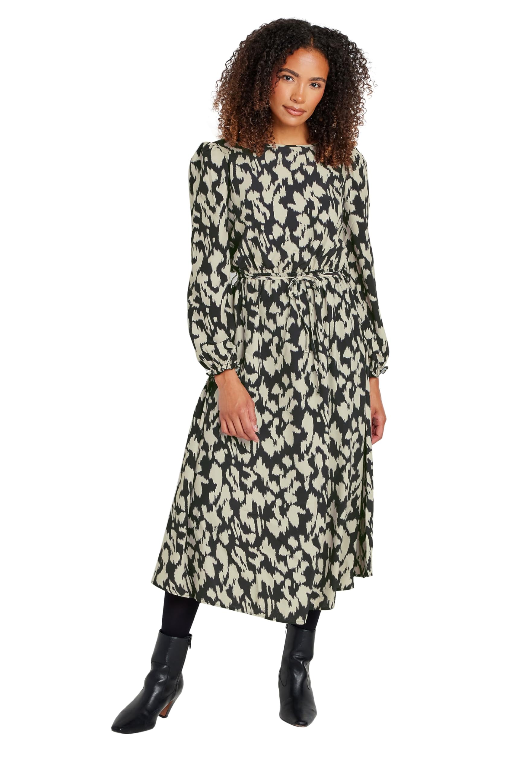 M&Co Women's Black Printed Smock Dress In Size 18