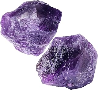 NUKAYAI 2Pcs Amethyst Crystal 1.8-2.2" Large Natural Stones Raw Healing Crystals Amethyst Crystal Rocks for Tumbling Purple Rough Polishing Fountain DIY Lapidary Cabbing Wire Wrapping Reiki Wicca Rock