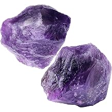 2Pcs Amethyst Crystal 1.8-2.2" Large Natural Stones Raw Healing Crystals Amethyst Crystal Rocks for Tumbling Purple Rough Polishing Fountain DIY Lapidary Cabbing Wire Wrapping Reiki Wicca Rock