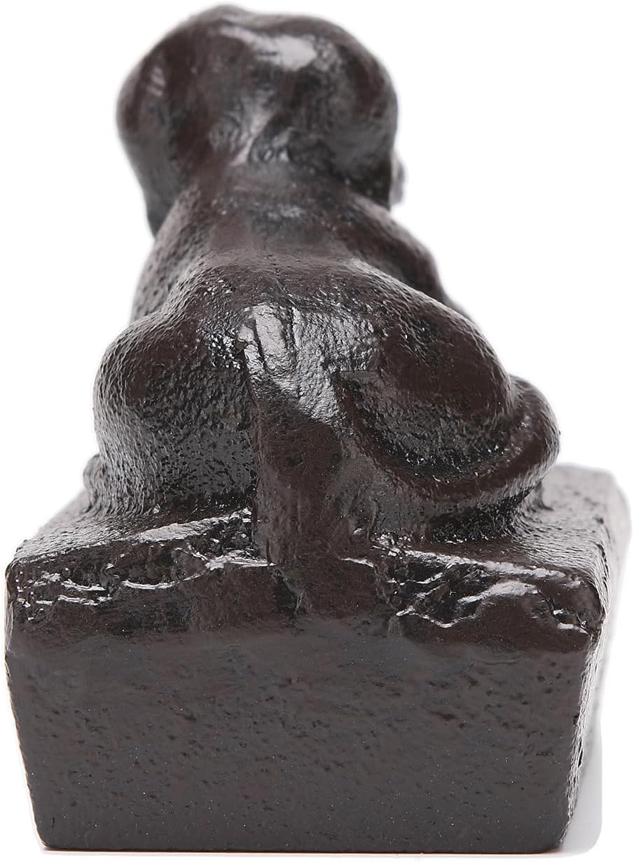 BRASSTAR Cast Iron Sitdown Dog Rectangular Base Pet Statue Paperweight Cute Pup Figurine Gift Garden Lawn Home Office Desk Decor Collectible Gift TQGJPT499