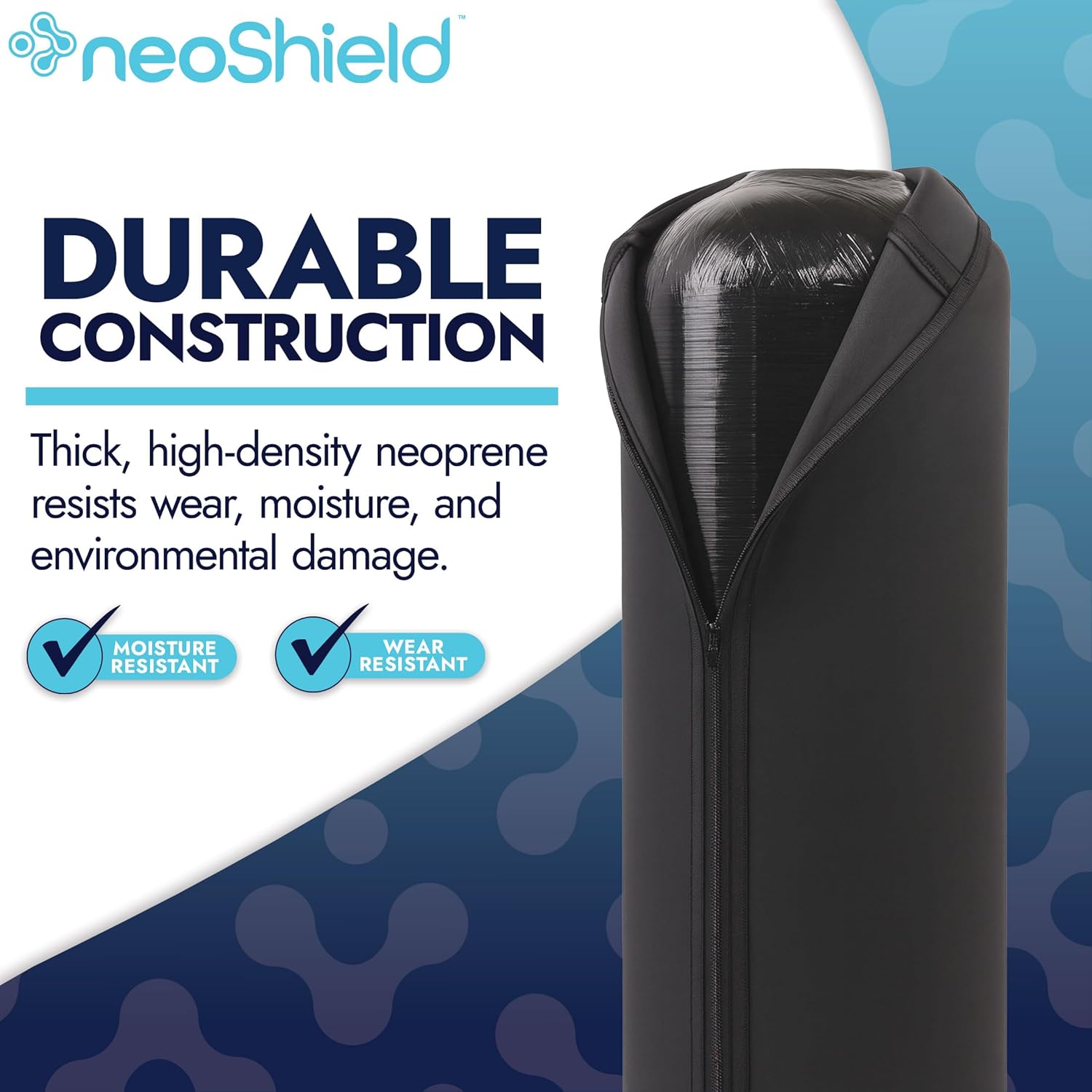 NeoShield Neoprene Tank Jacket for Water Softener & Filter Tanks, Zippered Cover for Condensation Control, UV & Weather Protection, Black by Neo-Pure (13''D x 54''H)