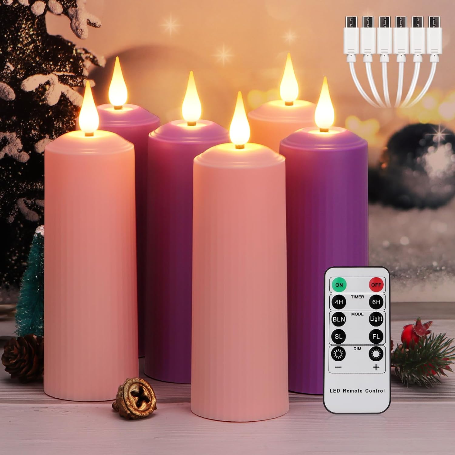 Daord Flameless Flickering Rechargeable Candles Battery