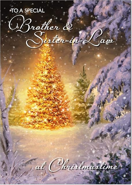 Olivia Samuel Brother & Sister-In-Law Christmas Card from Golden Glow - Medium Sized Card (A5 Size -148mm x 210mm) with Peel and Seal Envelope