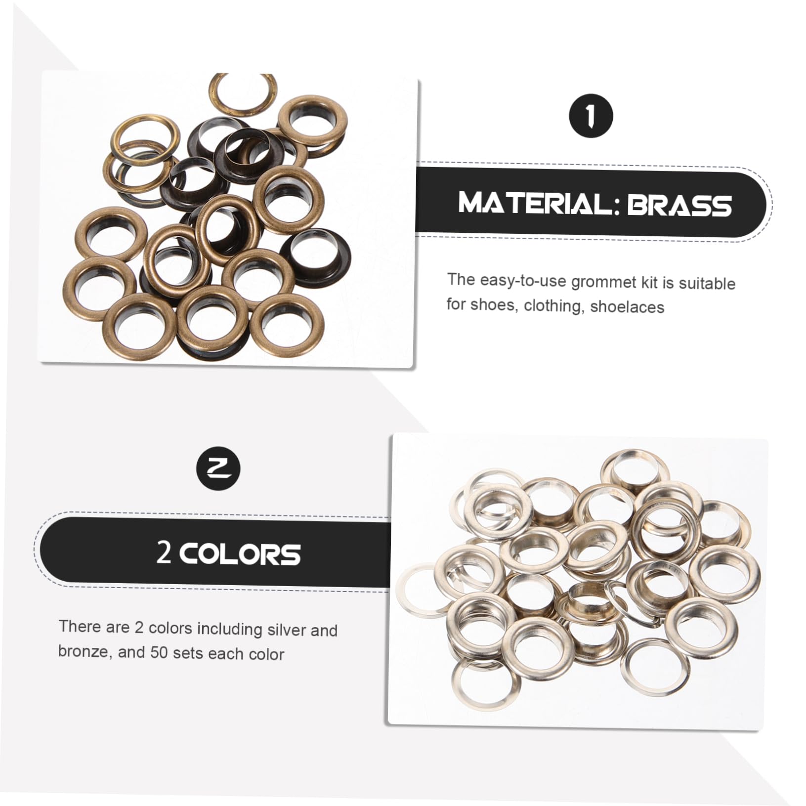 Operitacx Kit Di Occhielli Da 2 Set Da 8 Mm Con 3 Strumenti Occhielli in Metallo Set Di Bottoni Con Occhielli Per Scarpe E Abbigliamento Artigianato Di Ogni Colore Totale 100 Pezzi*2