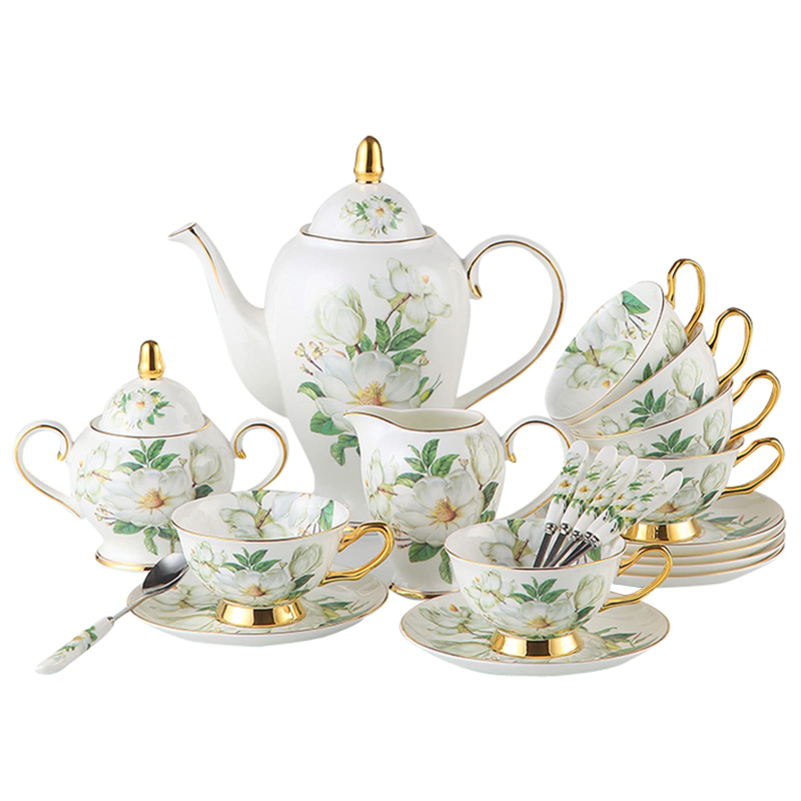 Zestaw Filiżanek Do Kawy I Spodków Z Łyżeczką Zestawy Filiżanek Do Herbaty Z Porcelany Kostnej Ze Złotymi Wykończeniami I Pudełkiem Prezentowym, Odpowiednie Na Popołudniową Herbatę I Kawę