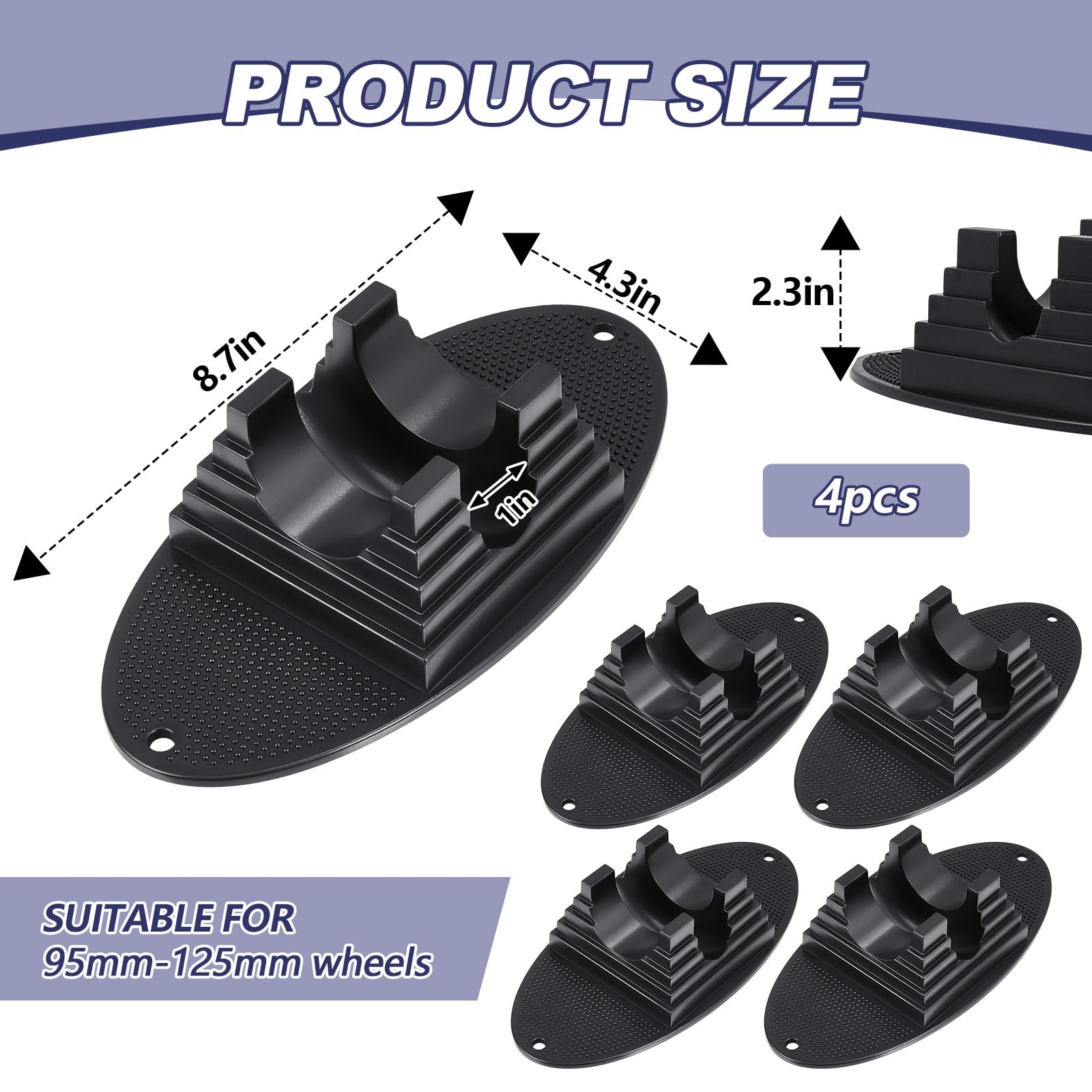 Syhood 4 Pcs Scooter Stand Holder Floor Scooter Storage Parking Stand Black Rack Kick Holder Suitable for 95 mm to 120 mm Wheels Multiple Rack Stable Base Organize Accessories