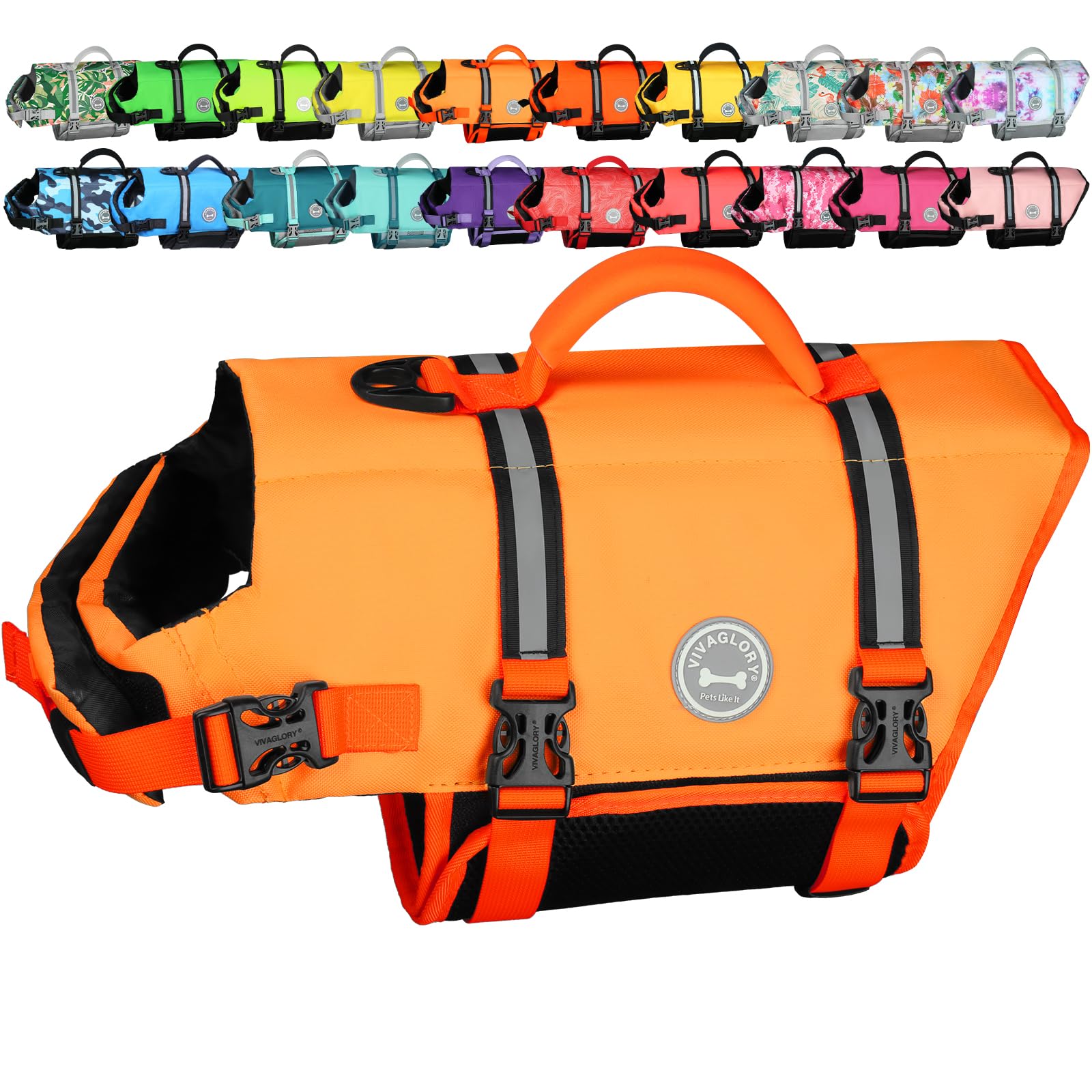 VIVAGLORY Rip Stop Dog Life Jacket, Buoyancy Aid with Handle, Buoyancy for Doggy, Dog Life Jacket for Swimming & Boating, XXS, Bright Orange — view 67