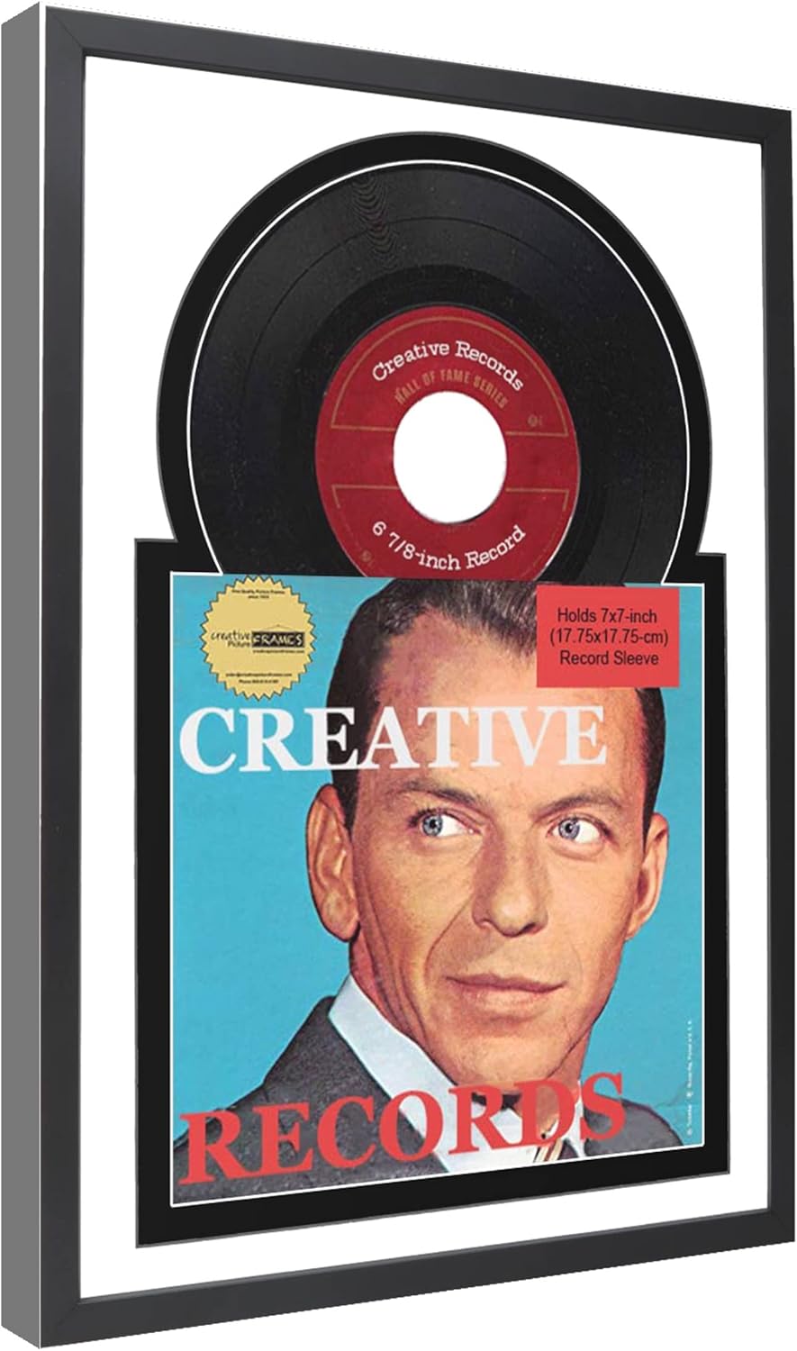 Creative Picture Frames 7” Single Vinyl Jukebox Record Frame with Double White-Black Matting Displays 6 7/8" Vinyl and 7x7-inch Cover