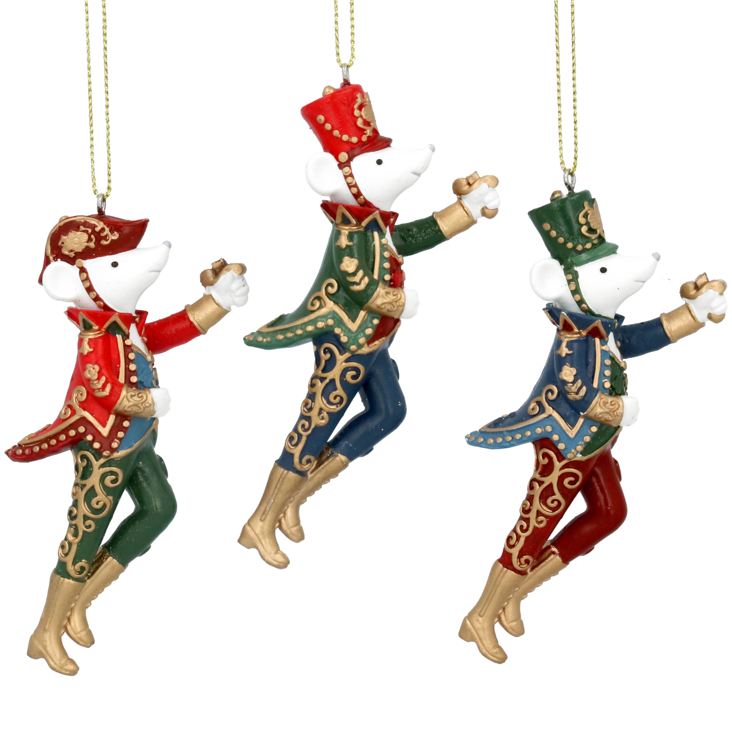 Gisela Graham Resin Soldier Mice Decorations 11cm Set of 3 Assorted