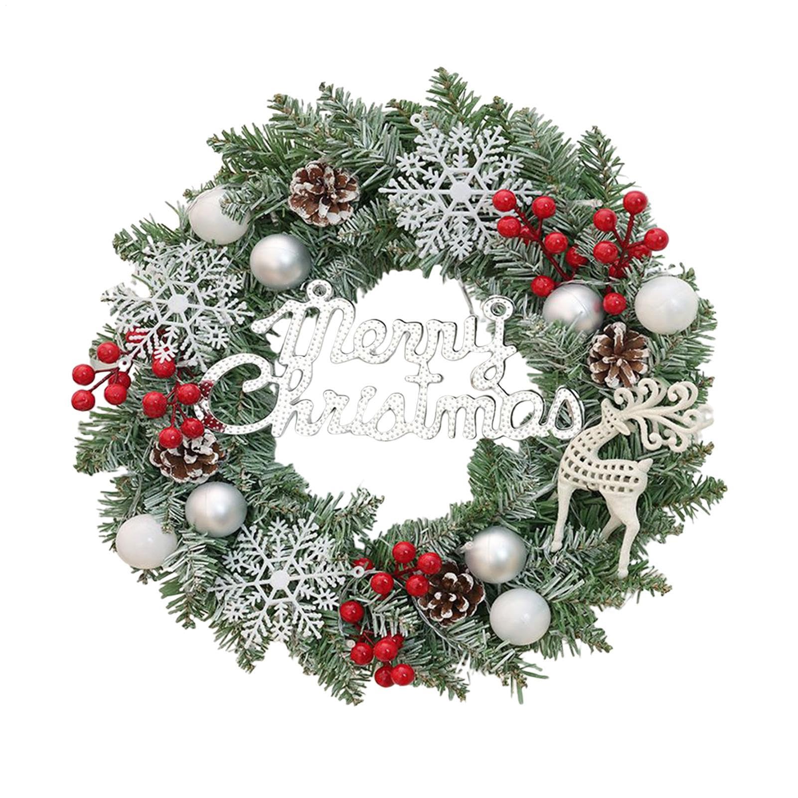 Couronne de porte de Noël et grande guirlande artificielle de fête pour mur et cheminée
