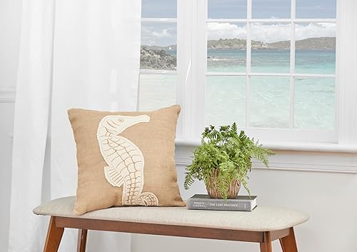 Miniatura 6 de C&F Home Almohada de arpillera de caballito de mar de 18 x 18 pulgadas, color marrón