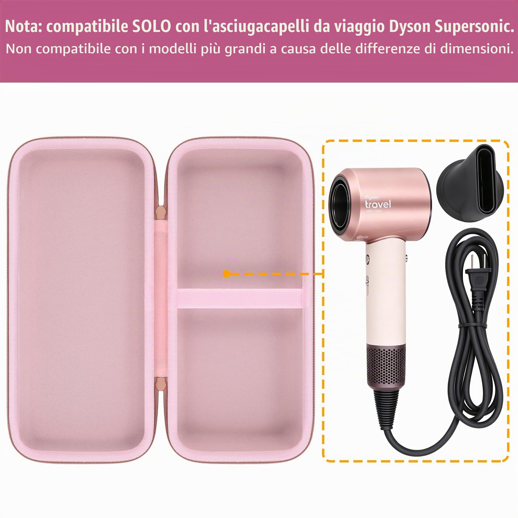 co2CREA cassa custodia borsa per Dyson Supersonic Travel Asciugacapelli，Adatto per Dyson HD19 e accessori(solo scatola,Case Only)