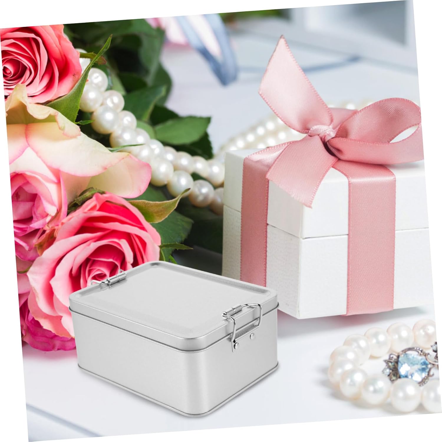 5pcs Cookie Storage Tin Box Lid Vintage Organizer for Cookies Candy and Treats for Weddings and Holidays