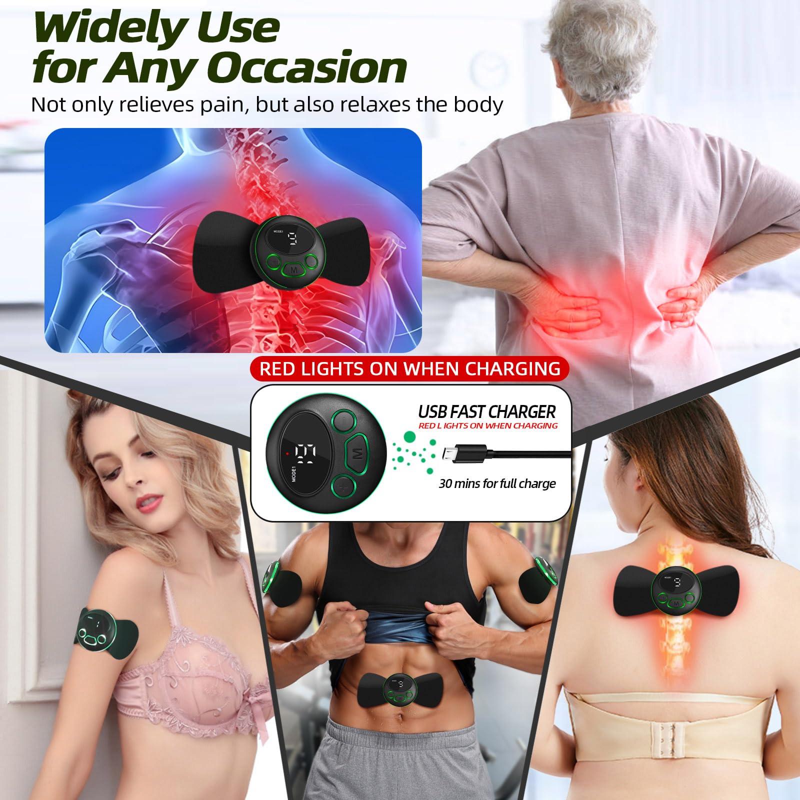 Wireless TENS Unit, TENS Unit Muscle Stimulator, Mini EMS Massager, 4 Pads — Amazon image 5