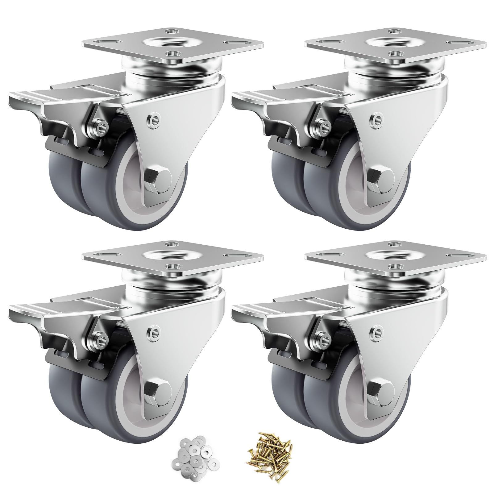 Heavy Duty Caster Wheels with Brake - 2 Inch -22