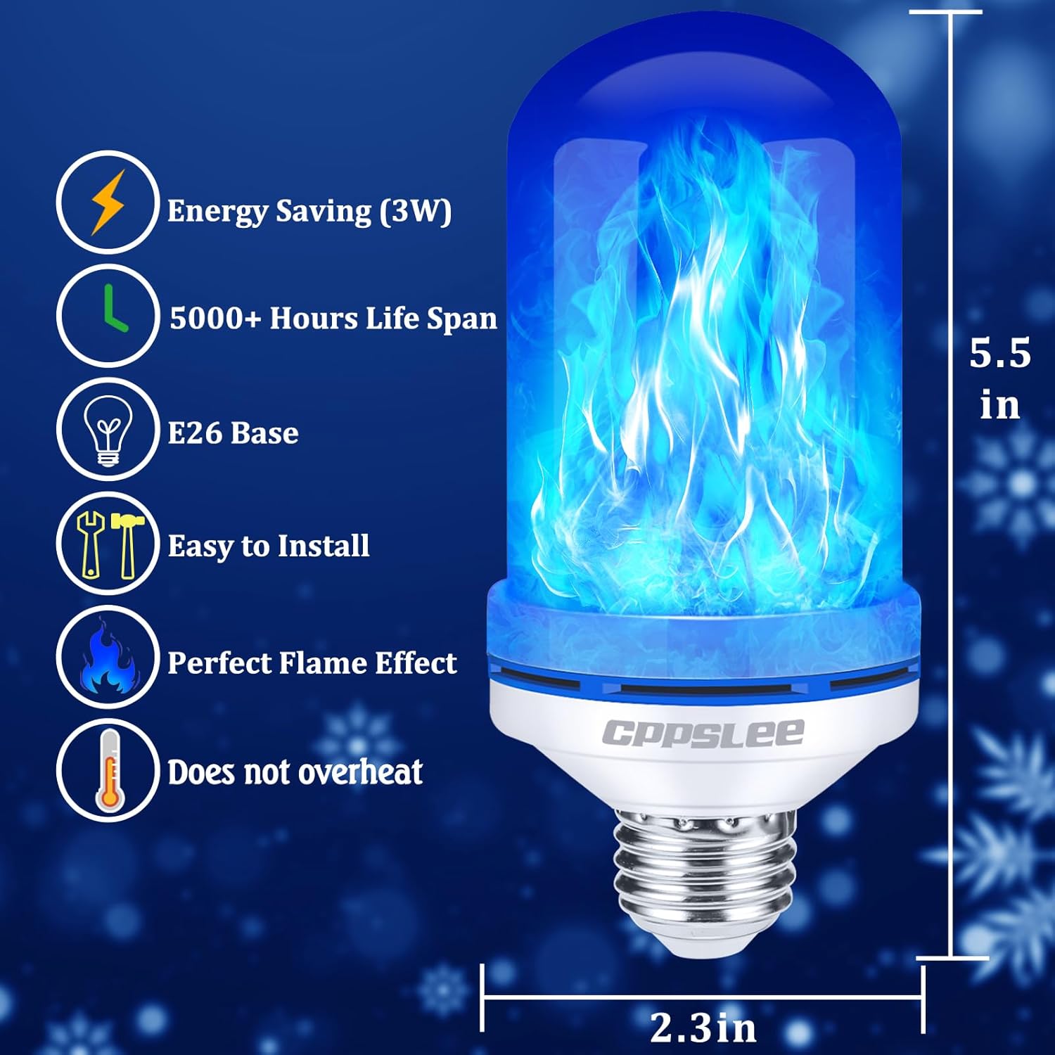 CPPSLEE Upgraded LED Flame Light Bulbs, 4 Modes Flickering Light Bulbs, E26 Base Fire Flame Bulb for Halloween Decorations Outdoor, Christmas Lights Patio Indoor Home Decor (Blue, 4 Pack)
