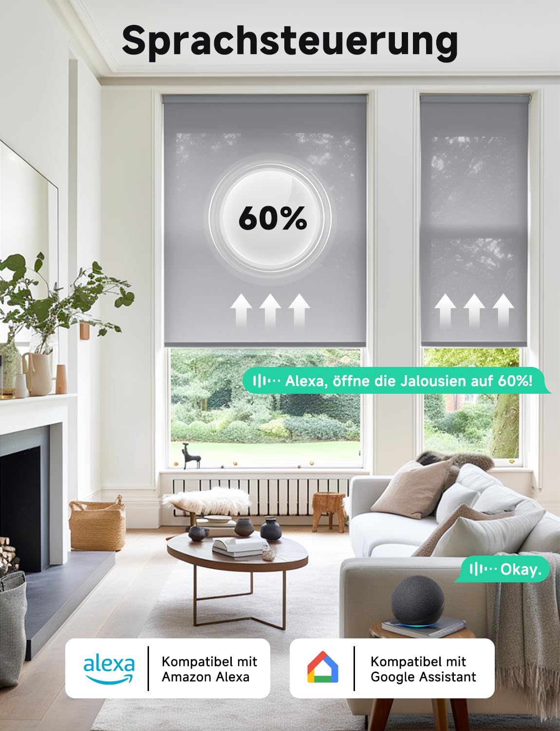 Smart WLAN Rollladenschalter Mit 0-100% Prozentfunktion Zeitschaltuhr 2er