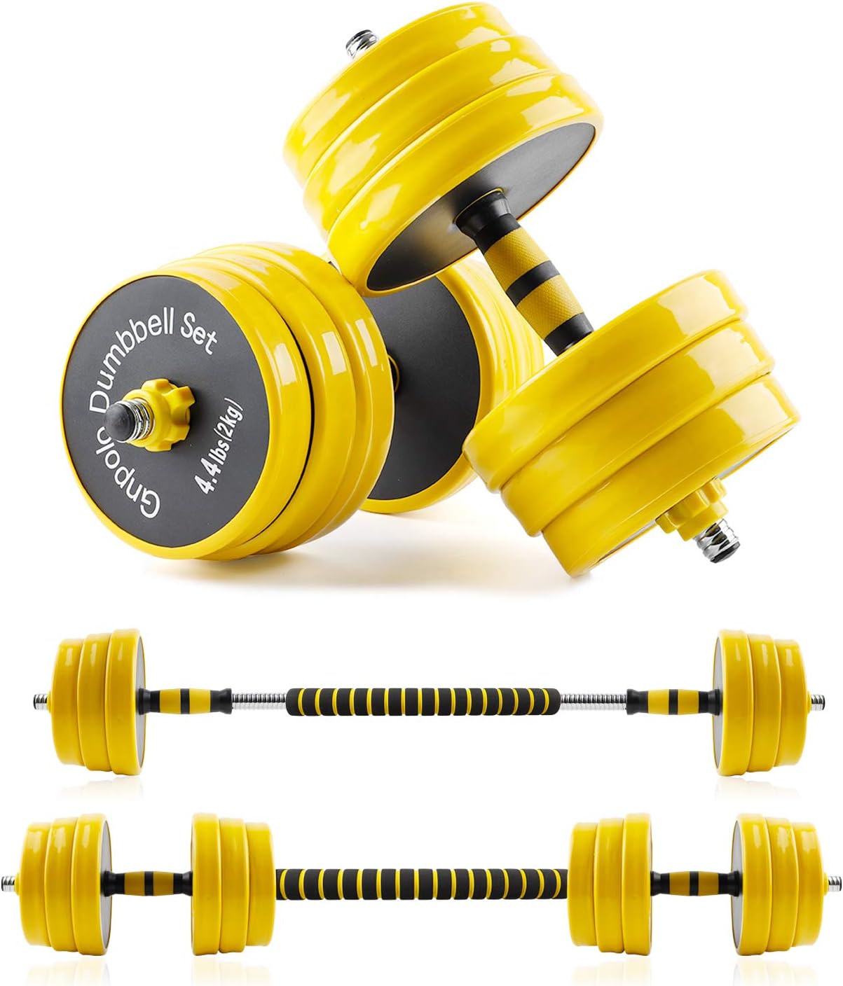 Gnpolo Adjustable Weights Dumbbells Set, 55Lbs & 88Lbs 2 in 1 Adjustable Weights Dumbbells Barbell Set, Home Fitness Weight Set Gym Workout Exercise Training with Connecting Rod for Men Women