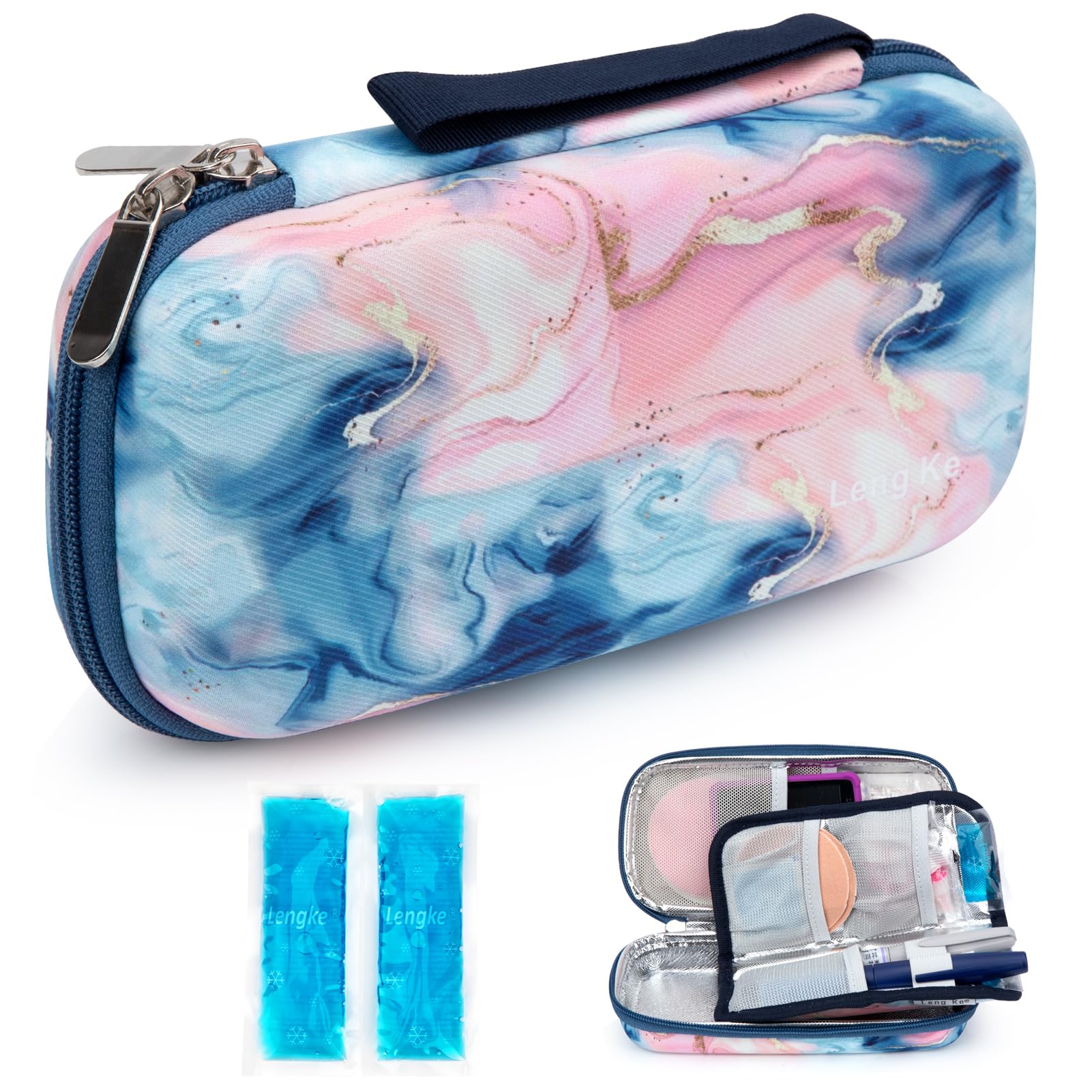 YOUSHARES Nevera Insulina Viaje con 2 Bolsa de Frío - Estuche Insulina Nevera Portatil Insulina para Diabéticos Nevera Viaje Medicamentos para Pulma de Insulina (Rosa Arena movediza)