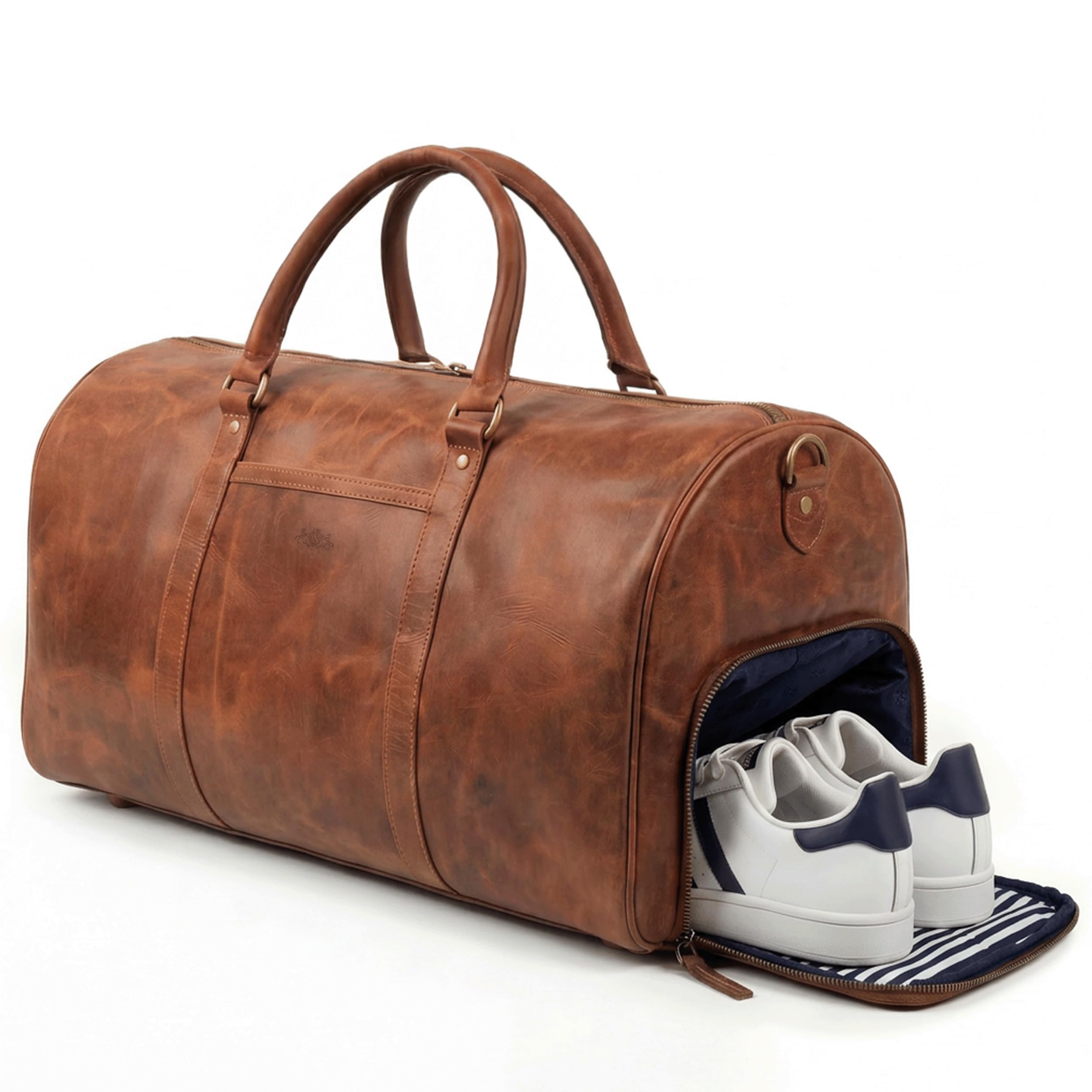 SID & VAIN große Reisetasche echt Leder - Sporttasche Skyler groß - Weekender Handgepäck mit Schultergurt - Ledertasche Herren und Damen braun handgefertigt