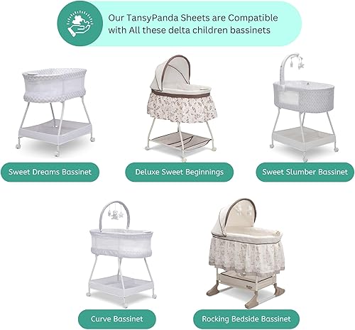 Miniatura 121 de TansyPanda Bassinet Sheets for Baby Delight Snuggle Nest, Chicco LullaGo, Fisher-Price Soothing, SNOO Smart, 3PC, 18 x 30 Inch, Ultra Soft