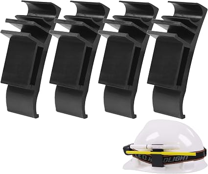 4 Pack Hard Hat Pencil Holder Clip | 3-in-1 Attachment for Carpenter Pencils, Markers & Headlamp Bands | Black Reinforced Nylon Accessory Fits Both Sides of Hard Hats for Woodworkers