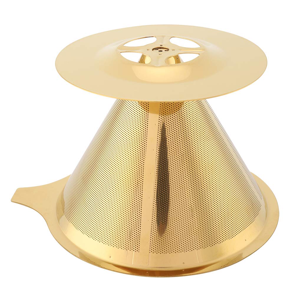 Filtro de goteo de café dorado de acero inoxidable con soporte para tazas y mango para el hogar, oficina, viajes, Camping