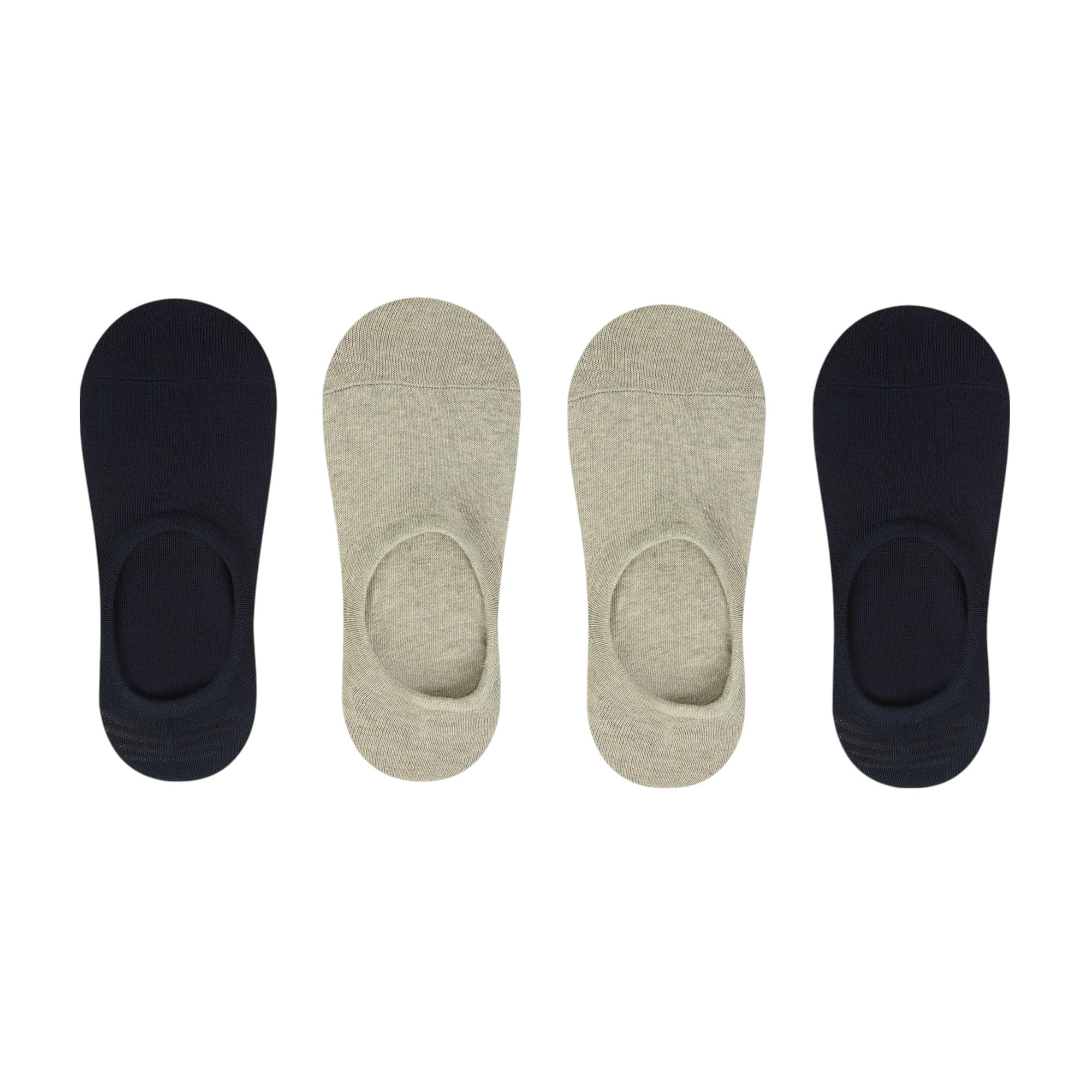 SocksXpress Men Loafer/No Show Everyday Seemless Socks with Anti Slip Silicon | Made with Combed Cotton and Spandex (Pack of 4 Pairs/1U) (Free Size)