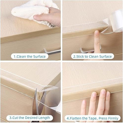 Miniatura 7 de Tira protectora de borde transparente, 1.57 pulgadas x 9.84 pies, cinta de cubierta de borde afilado, protectores autoadhesivos para puertas de