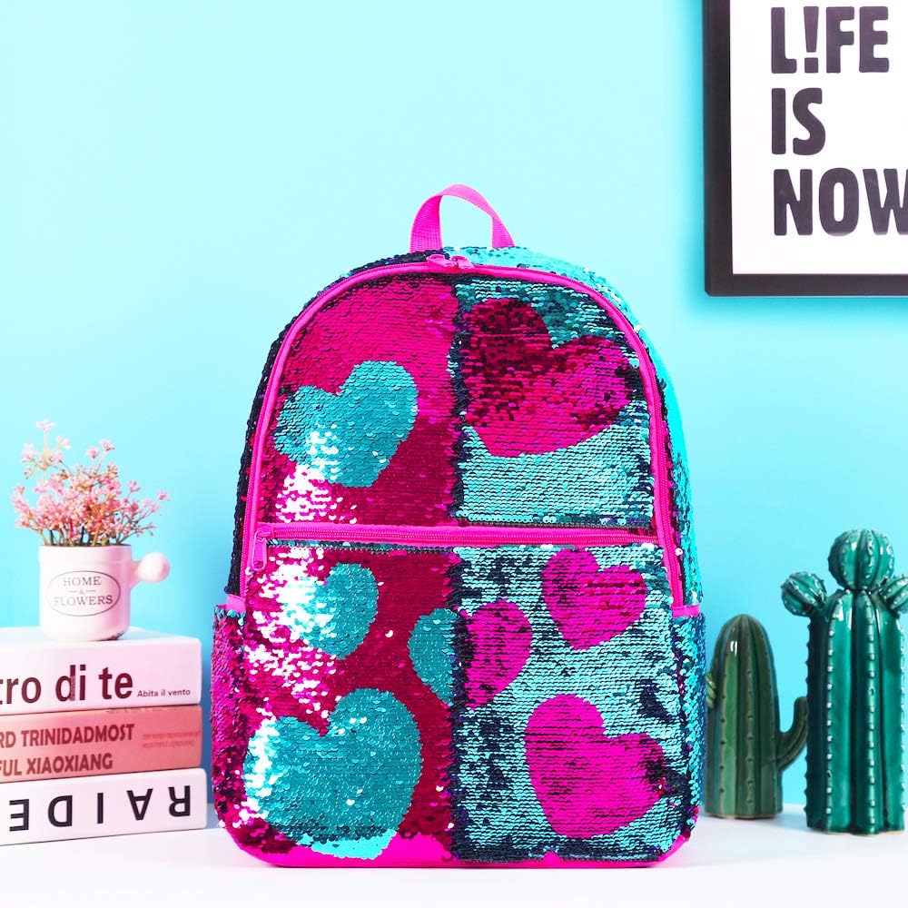 Le Vasty Sequin School Backpack for Girls Kids Elementary Flip Mermaid Bookbags One_Size