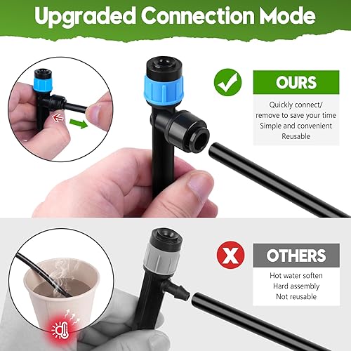 Miniatura 5 de Sistema de riego por goteo de 110 pies para jardín, sistema automático de riego de jardín de conexión rápida con tubos de 12 y 14 pulgadas y