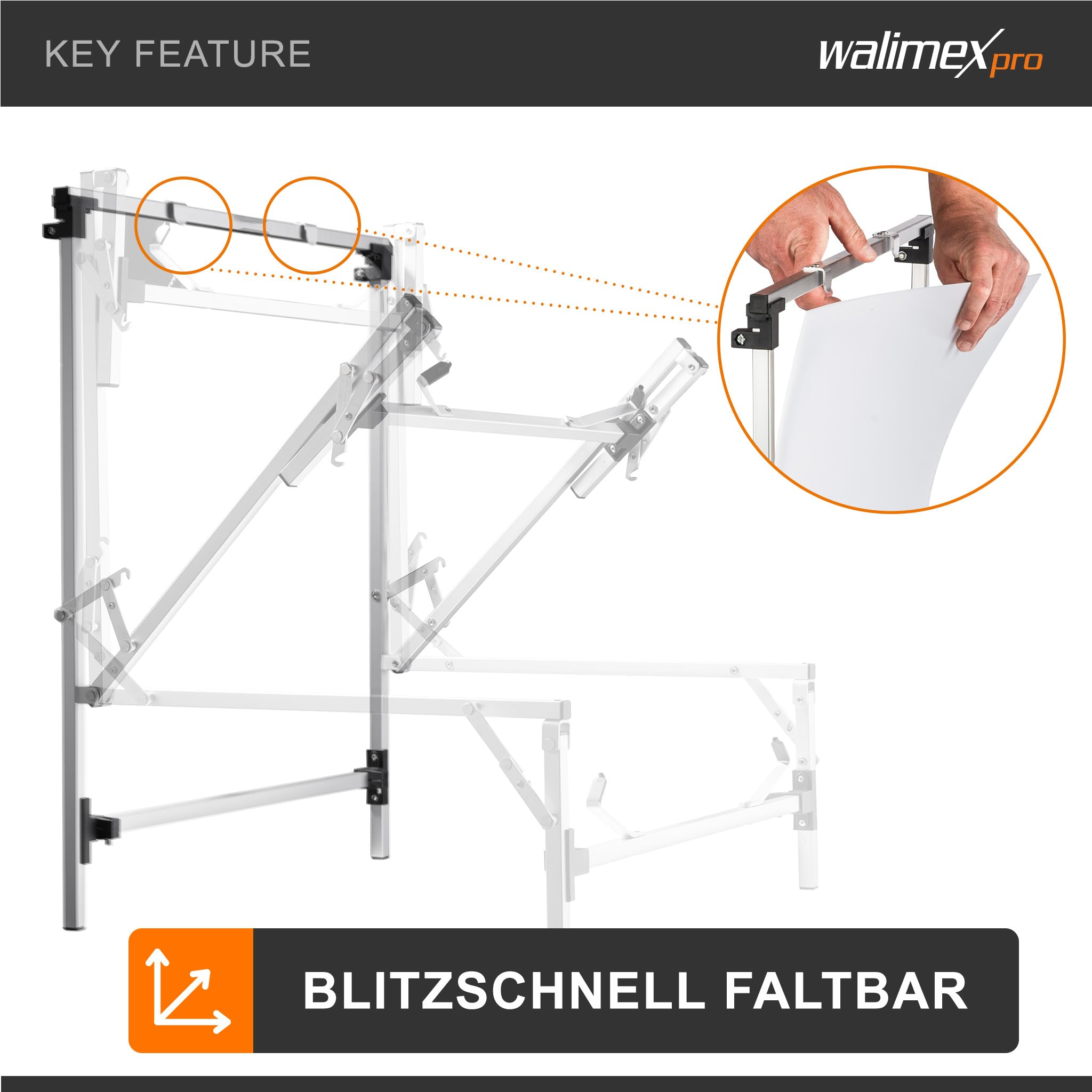 Walimex pro Fototisch Tavola Aufnahmehöhe 28 cm, Aufnametisch für Produktfotografie mit Diffusionsoberfläche, bis 5 kg Traglast, Fotostudio Hintergrund für professionelle Bilder