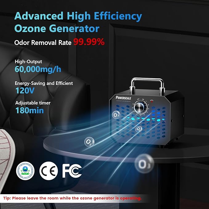 Generador de Ozono PowerScale OZA1 60000 mg/h, Compacto, Negro miniatura 7