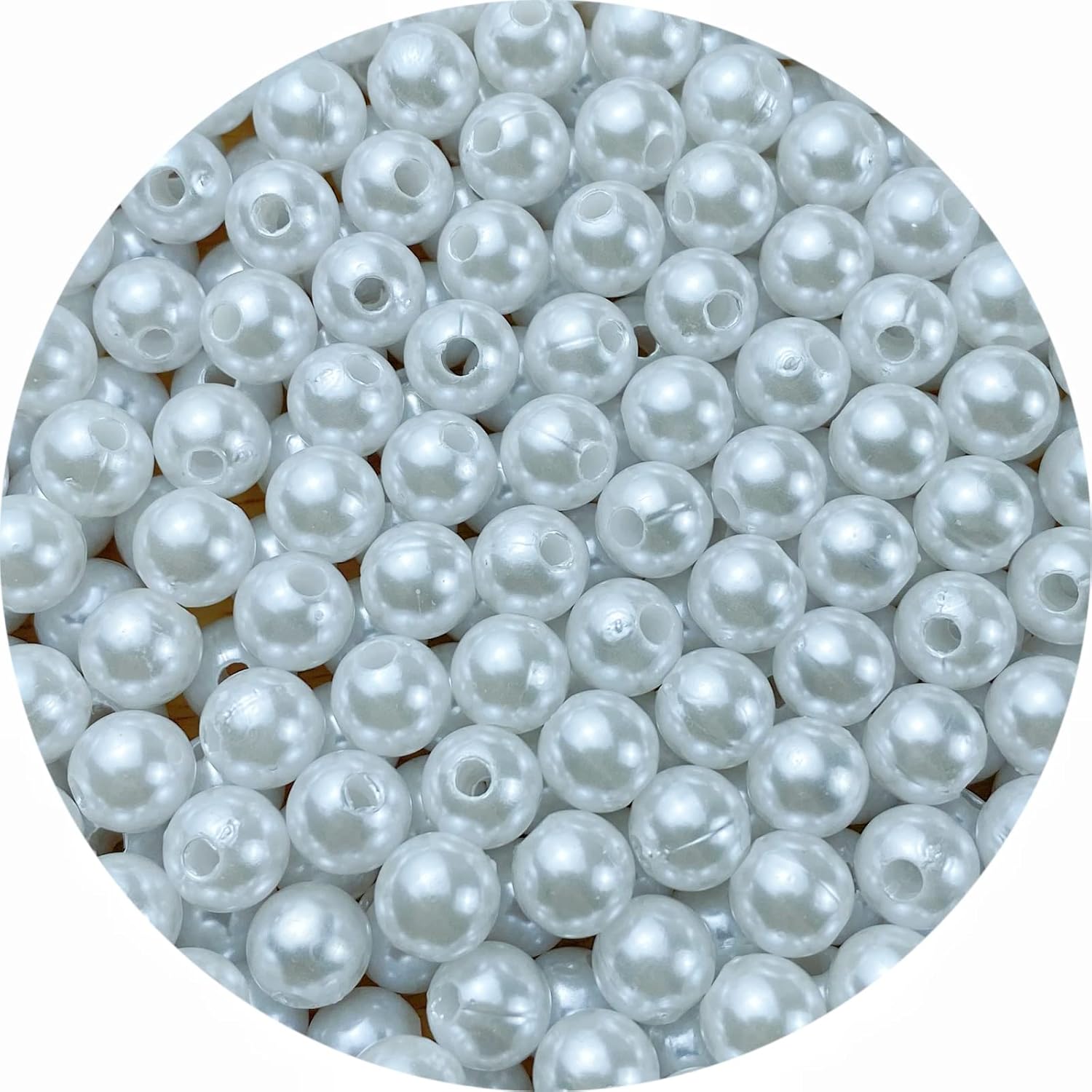 300pcs Pearl Beads for Crafts 8mm Resin Pearl for Jewelry Making Round Loose Pearls Beads with Hole for Necklaces Bracelets Earrings Making Jewelry Decoration (White)