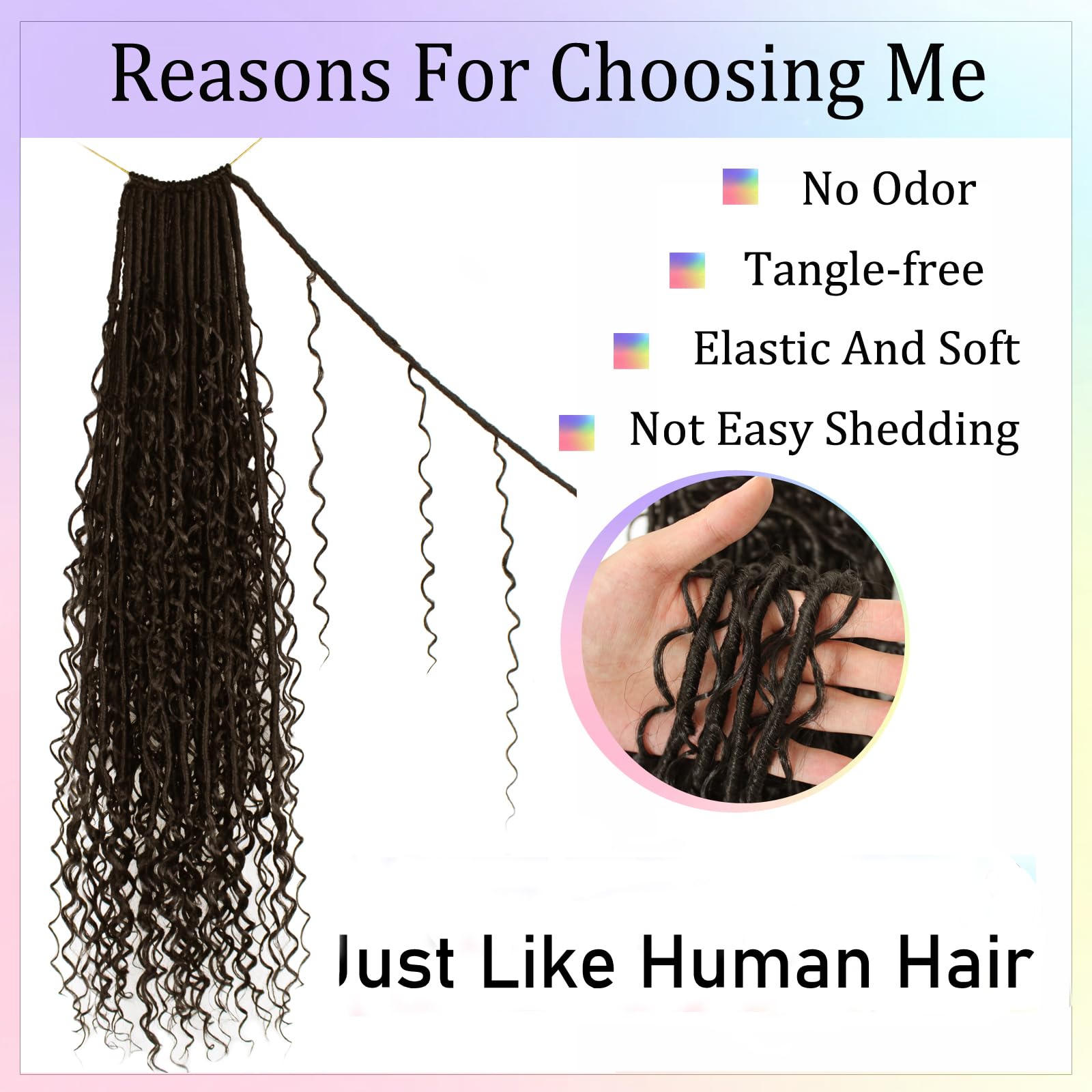 Enbeautiful Boho Faux Locs Crochet Hair 24 Inch 9 Packs Pre-Looped Goddess Locs with Curly Ends - Image 3